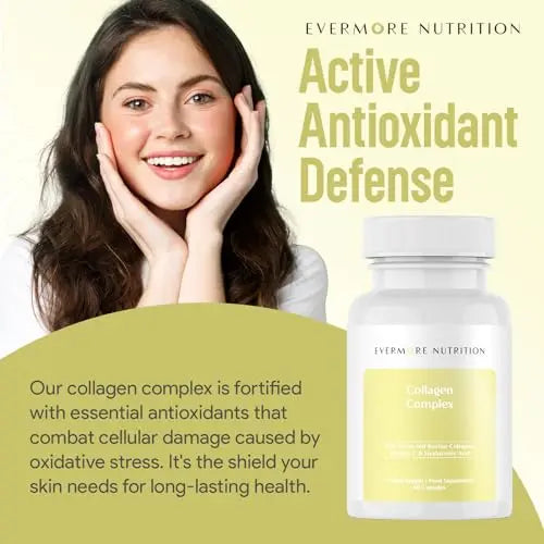 EVERMORE NUTRITION Grass Fed Collagen Complex with Hyaluronic Acid, Vitamin C and Active Peptides - AB Mystery