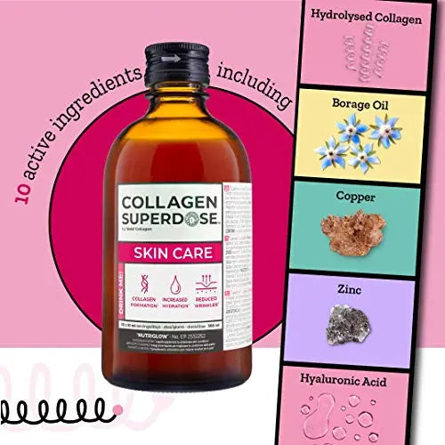 Collagen Superdose Skincare by Gold Collagen | Patented Liquid Collagen Peptides Supplement - AB Mystery