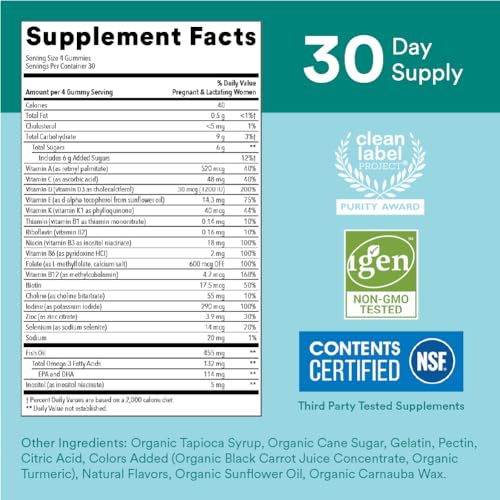 SmartyPants Prenatal Vitamins for Women, Multivitamin Gummies: Omega 3 Fish Oil SmartyPants