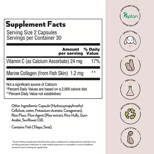 Simone Thomas Wellness, SkinQuencher Marine Collagen with Vitamin C, Food Supplement 60 Capsules - AB Mystery