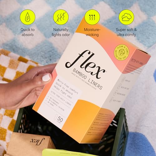 Flex Bamboo Panty Liners (50 Count) | Ultra Thin Daily Pantyliners | Fragrance-Free Feminine Care - AB Mystery