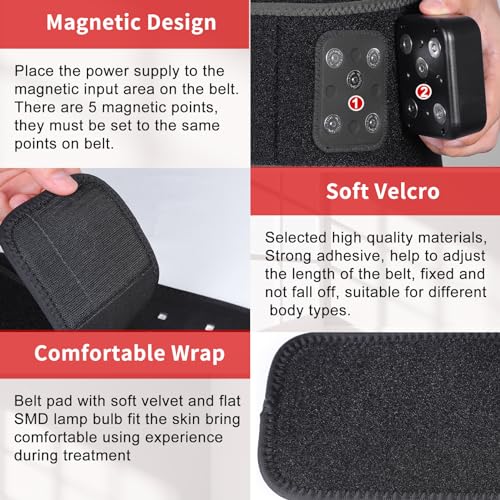TUOYR Cordless Red Light Therapy Belt for Back Pain Relief with 10000mAH Power Bank - AB Mystery