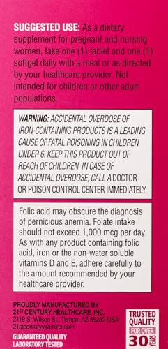 PreNatal Multivitamin + DHA 60 Tablets and 60 Softgels Kit 21st Century