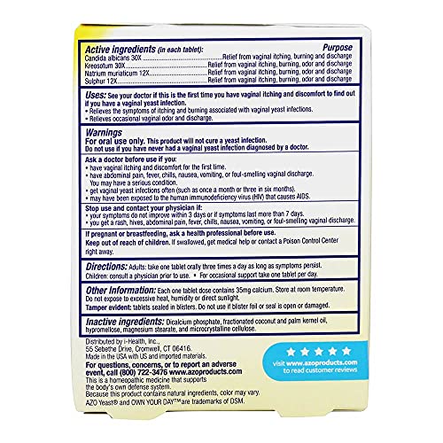 AZO Yeast Plus Tablets 60 ea (Pack of 6) - Packaging May Vary - AB Mystery