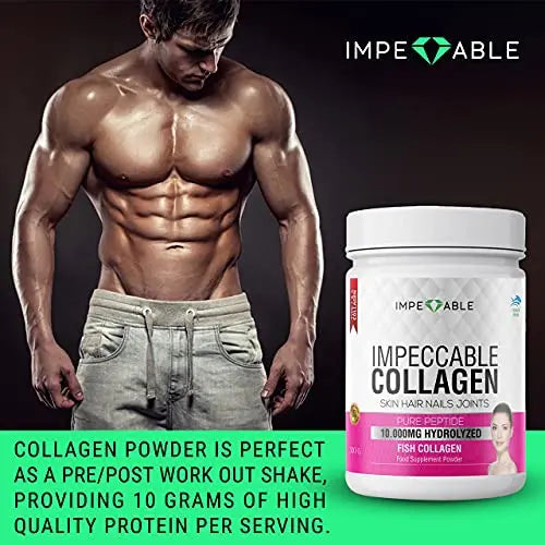 IMPECCABLE Collagen Premium 10.000 mg Pure peptide hydrolyzed Marine Collagen Powder Impeccable