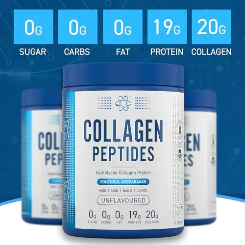 Applied Nutrition Collagen Peptides Powder - Hydrolysed Bovine Collagen Protein, Halal, Healthy Skin, Hair, Nails (Unflavoured) (300g - 15 Servings) - AB Mystery