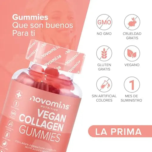 Vegan Collagen Gummies – Advanced Superfood Blend – Vegan Collagen Alternative for Women and Men – Infused with Vitamin C novomins