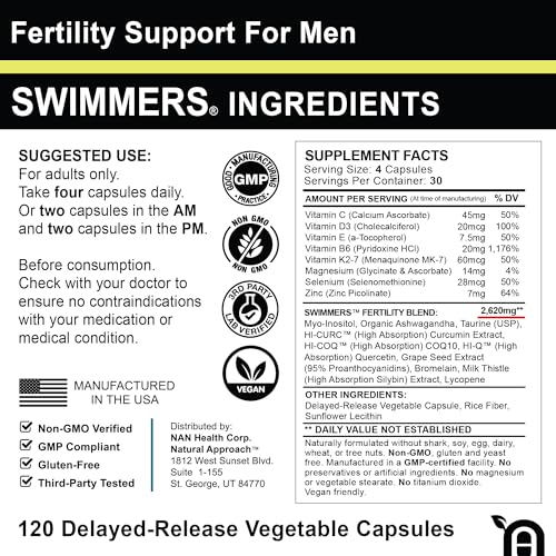 Swimmers | Fertility Support for Men | Optimal Sperm Count & Motility | Male Fertility Blend & Prenatal Natural Approach