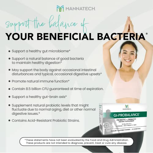 Mannatech Prebiotics and Probiotics, 30 Slimsticks, Yogurt Flavor, GI-ProBalance w/MannaBiotic Blend - AB Mystery