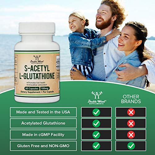 S-Acetyl L-Glutathione Capsules - 100mg, Manufactured and Tested in The USA, 60 Count - AB Mystery