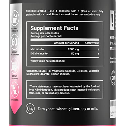 Myo-Inositol & D-Chiro Inositol by B Life - 240 Capsules | Made in USA | 40:1 Ratio - AB Mystery
