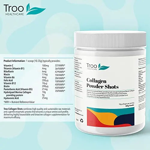 Hydrolysed Marine Collagen Peptides Powder Enhanced with Essential Vitamins 300g - AB Mystery