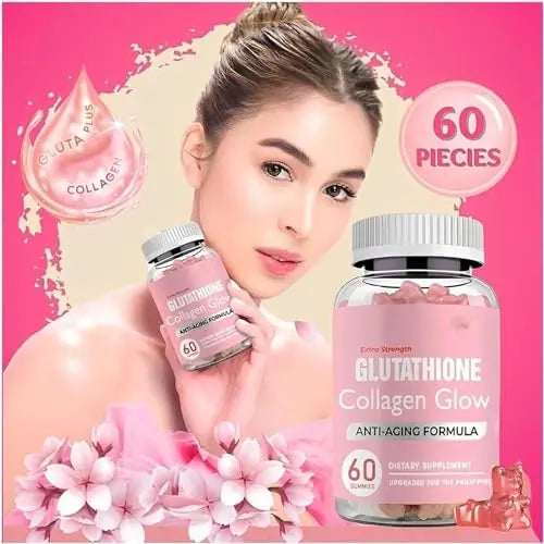 Glutathione Collagen Gummies,Glutathione Collagen Glow Gummies for Dark Spot,60 Pieces - AB Mystery
