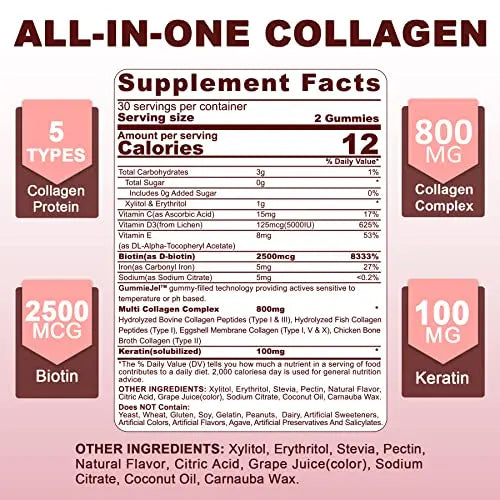 Sugar Free Hydrolyzed Collagen Gummies 800mg - AB Mystery