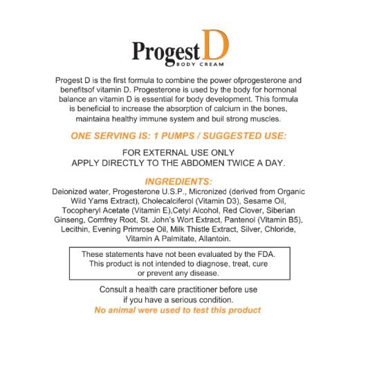 Progest D Progesterone Body Cream Net Wt. 4oz / 85.5g - Transdermal use only, Progesterone - AB Mystery
