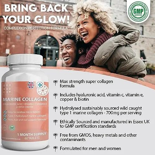 Hydrolysed Marine Collagen 700mg with Hyaluronic Acid, Vitamin C, Vitamin E, Copper & Biotin - AB Mystery