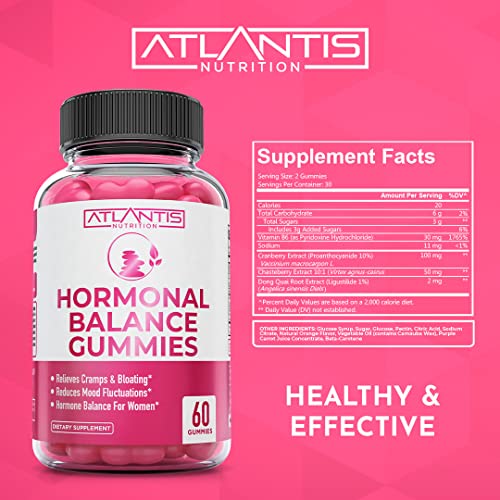 Hormonal Balance For Women & PMS Relief Gummies - Alleviates Cramps, Bloating, Mood Swings Atlantis Nutrition