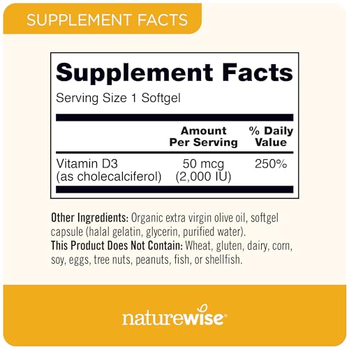 NatureWise Vitamin D3 2000iu (50 mcg) Healthy Muscle Function, and Immune Support - AB Mystery
