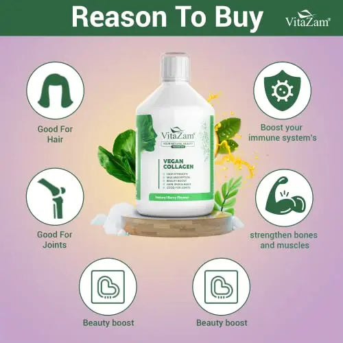 VitaZam Vegan Collagen Liquid 5000mg Hydrolyzed Collagen Peptides for Women - AB Mystery