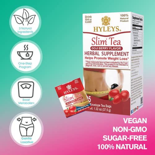 Hyleys Slim Tea Goji Berry Flavor - Weight Loss Herbal Supplement Cleanse and Detox - AB Mystery