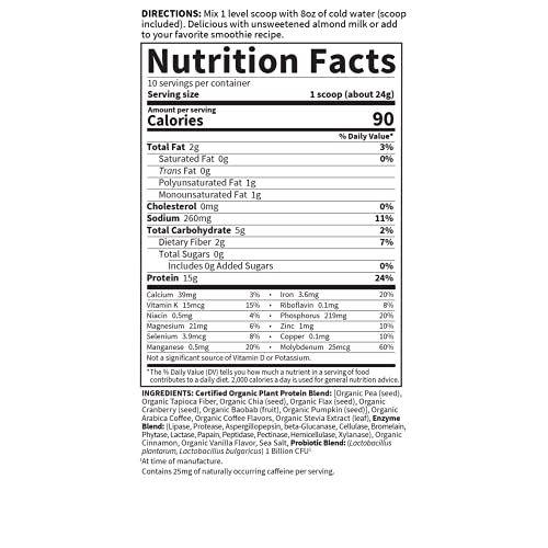 Garden of Life Organic Plant Protein Smooth Coffee Powder, 10 Servings - Vegan - AB Mystery