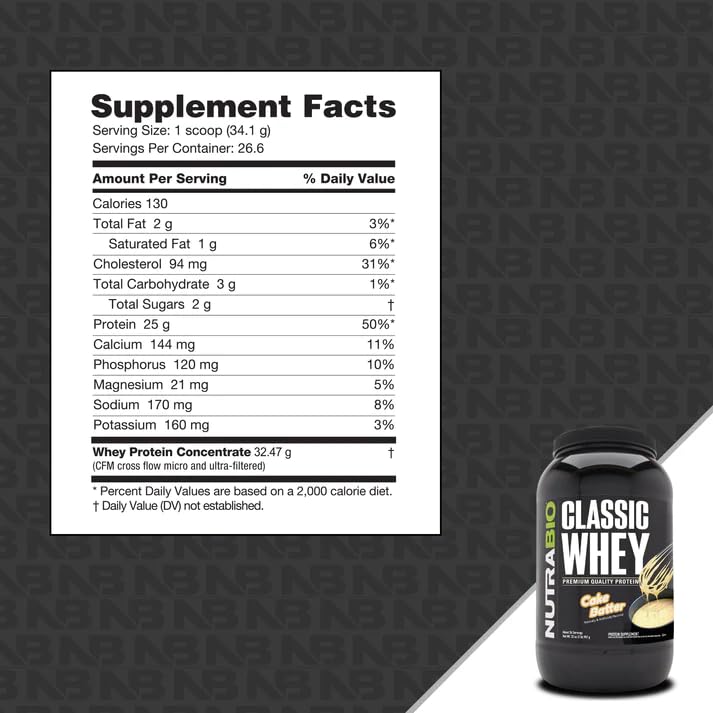 NutraBio Classic Whey Protein Powder- 25G Protein Per Scoop - Full-Spectrum Amino - AB Mystery