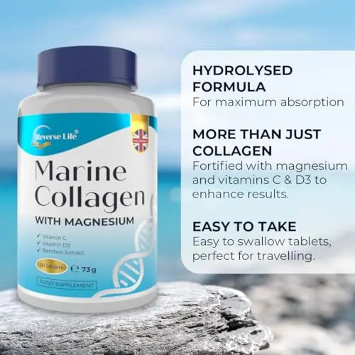 Reverse Life Powerful Marine Collagen Tablets 1800mg with Vitamin C & Vitamin D3 + Magnesium - AB Mystery