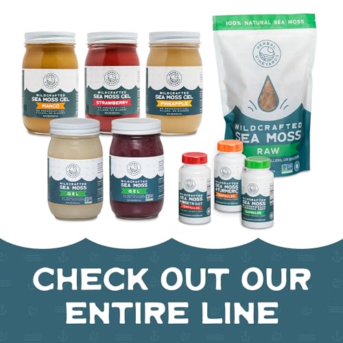 Herbal Vineyards Natural Organic Wildcrafted Gold Raw Sea Moss Gel for Immune Support - AB Mystery