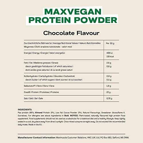 MaxiNutrition - MaxVegan Protein Powder, Chocolate - Plant Based Protein Food Supplement MaxiNutrition