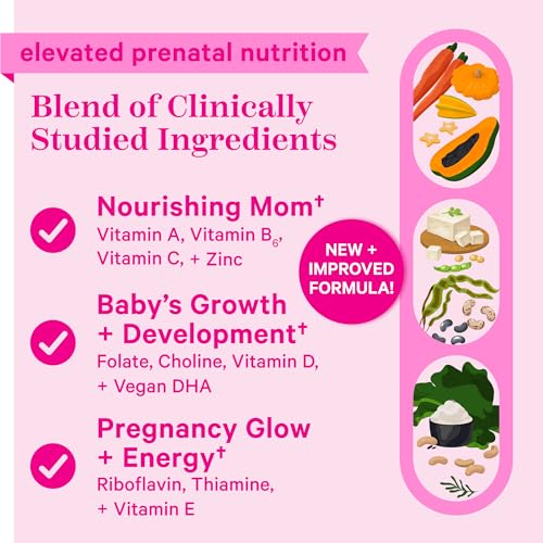 Pink Stork Premium Prenatal Gummy Vitamins with DHA, Folate, and Vitamin D - Multivitamin Pink Stork
