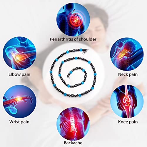 Magnetic Therapy Necklace Hematite Necklace Black Obsidian Aquamarine Magnetic Necklace - AB Mystery