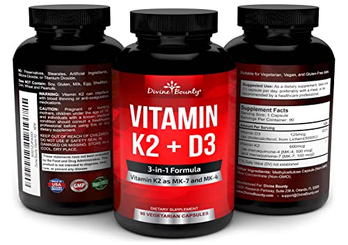 Vitamin K2 (MK7 & MK4) with D3 Supplement - Vitamin K & D as MK-7 100mcg, MK-4 500mcg - AB Mystery