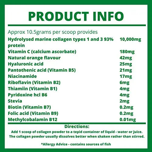 Collagen Powder Marine Supplement | Hydrolyzed Protein peptides with Hyaluronic Acid Vitamin C Biotin etc for Women Men - AB Mystery