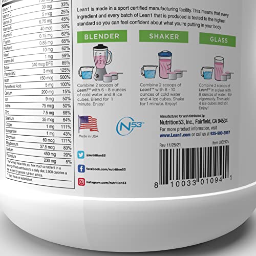 Lean1 Strawberry, 15 Serving tub, Fat Burning Meal Replacement by Nutrition53 - AB Mystery
