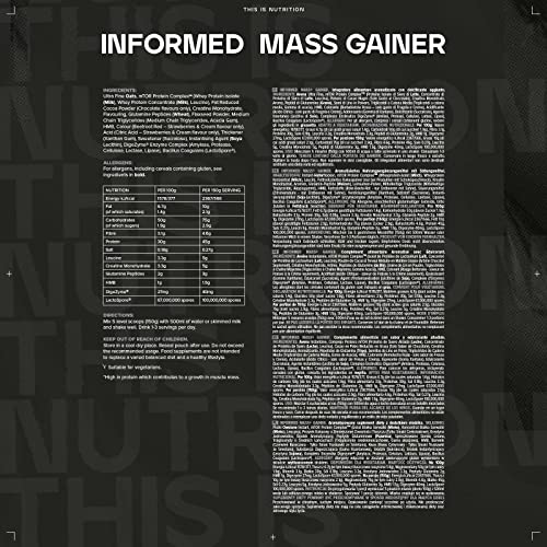 Bulk Informed Mass, Mass Gainer, Whey Protein Shake, Double Chocolate, 3 kg, Packaging May Vary Bulk