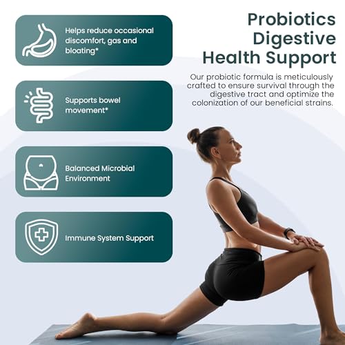 UpNourish Probiotics - 200 Billion CFUs, 15 Strains, Prebiotics & Enzymes - 60 Vegan Cap - AB Mystery