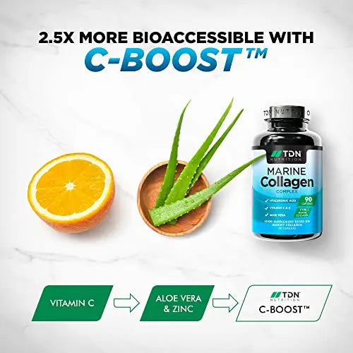 Marine Collagen Capsules 1400mg with Hyaluronic Acid, High Strength Collagen Supplement - AB Mystery