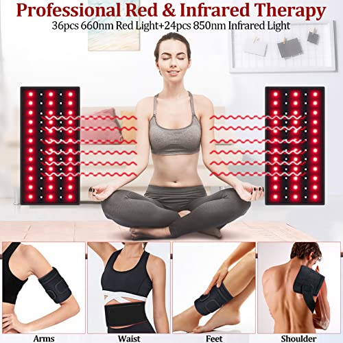 NEXTWOOD 660nm and 850nm Infrared Red Light Arm Therapy Wrap Belt with Timer & Brightness Setting Red - AB Mystery
