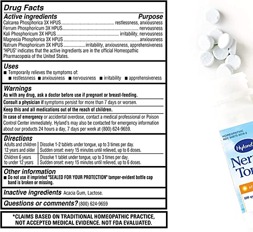 Hyland's Naturals Nerve Tonic Stress Relief Tablets, Natural Relief of Restlessness, Nervousness - AB Mystery