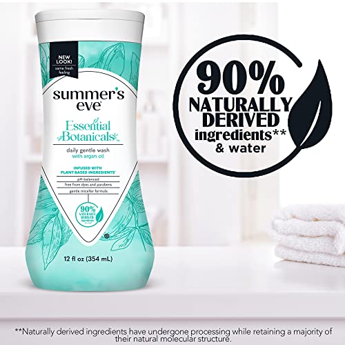 Summer's Eve Essential Botanicals Gentle Wash with Argan Oil, Removes Odor, pH balanced, 12 fl oz - AB Mystery