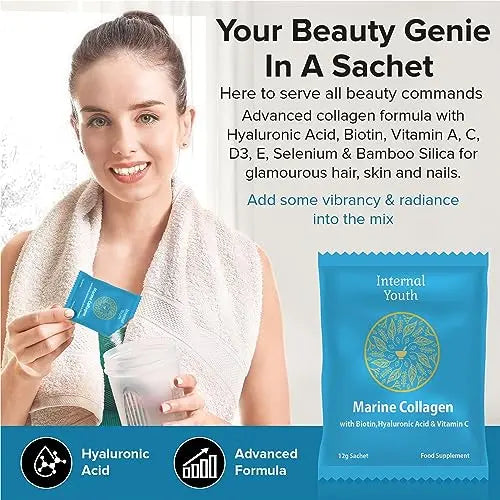 Marine Collagen Powder 10000mg with Hyaluronic Acid Biotin and Vitamin C A D3 E - Collagen - AB Mystery