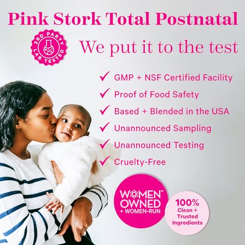 Pink Stork Total Postnatal Vitamins for Women with Vegan DHA, Iron, Folate, and Vitamin B12 Pink Stork