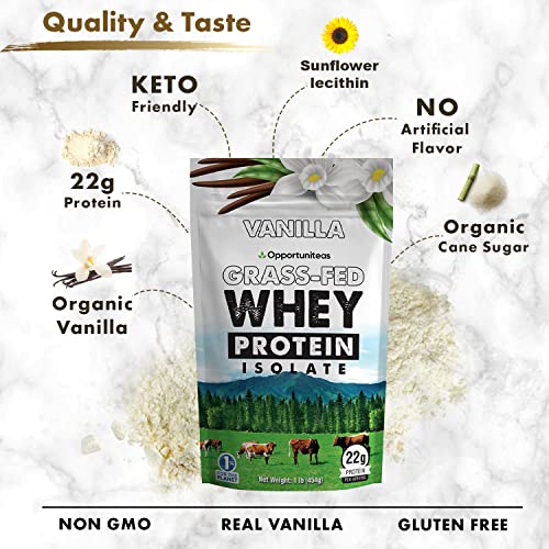 Opportuniteas Vanilla Whey Protein Powder - Grass Fed Whey Isolate + Real Sugar & Vanilla - AB Mystery