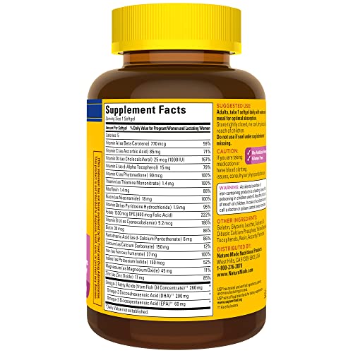Nature Made Prenatal with Folic Acid + DHA, Prenatal Vitamin and Mineral Supplement Nature Made