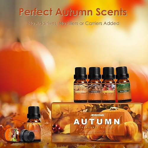 Autumn Fragrance Oil Set, Premium Fall Essential Oils for Diffuser and Candle Making -Cinnamon - AB Mystery