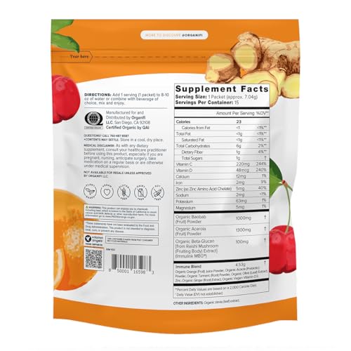 Organifi Immunity - Organic Superfood Immunity Support - 15 Single Serve Packets - AB Mystery