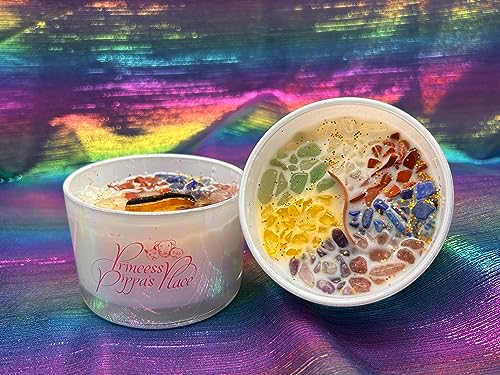 Princess Pippa's Place Healing Candles with Crystals Inside- Natural Soy Wax 7 Stones Crystal Candle Jar - AB Mystery