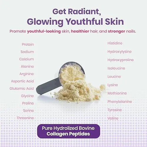 JeaKen - Unflavored Collagen Peptides Powder from Grass-Fed Bovine Sources - Sugar-Free Hydrolyzed Collagen - AB Mystery