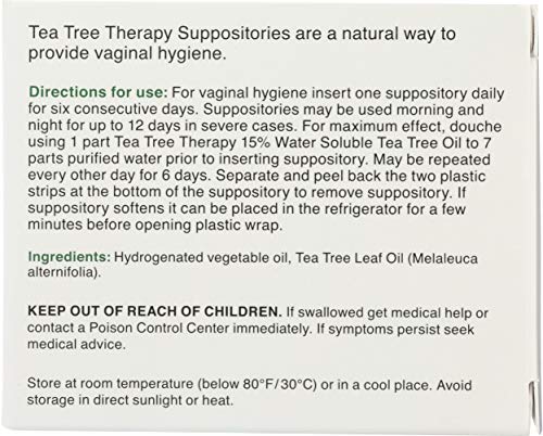 Tea Tree Therapy Vaginal Suppositories with Oil, 6 Count, White - AB Mystery