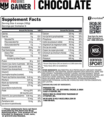Muscle Milk Gainer Protein Powder, Chocolate, 32g Protein, 5 Pound - AB Mystery